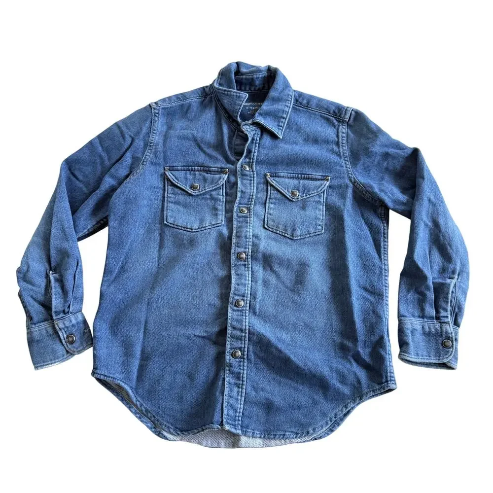 Gap Kids 1969 Boys Knit Denim Western Shirt – Medium Indigo